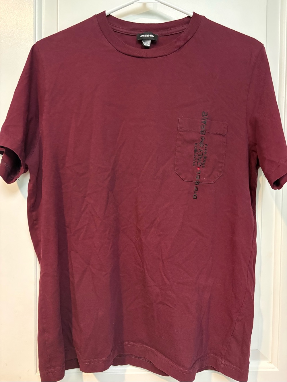 Diesel Men’s Burgundy Short-Sleeve Pocket Tee
